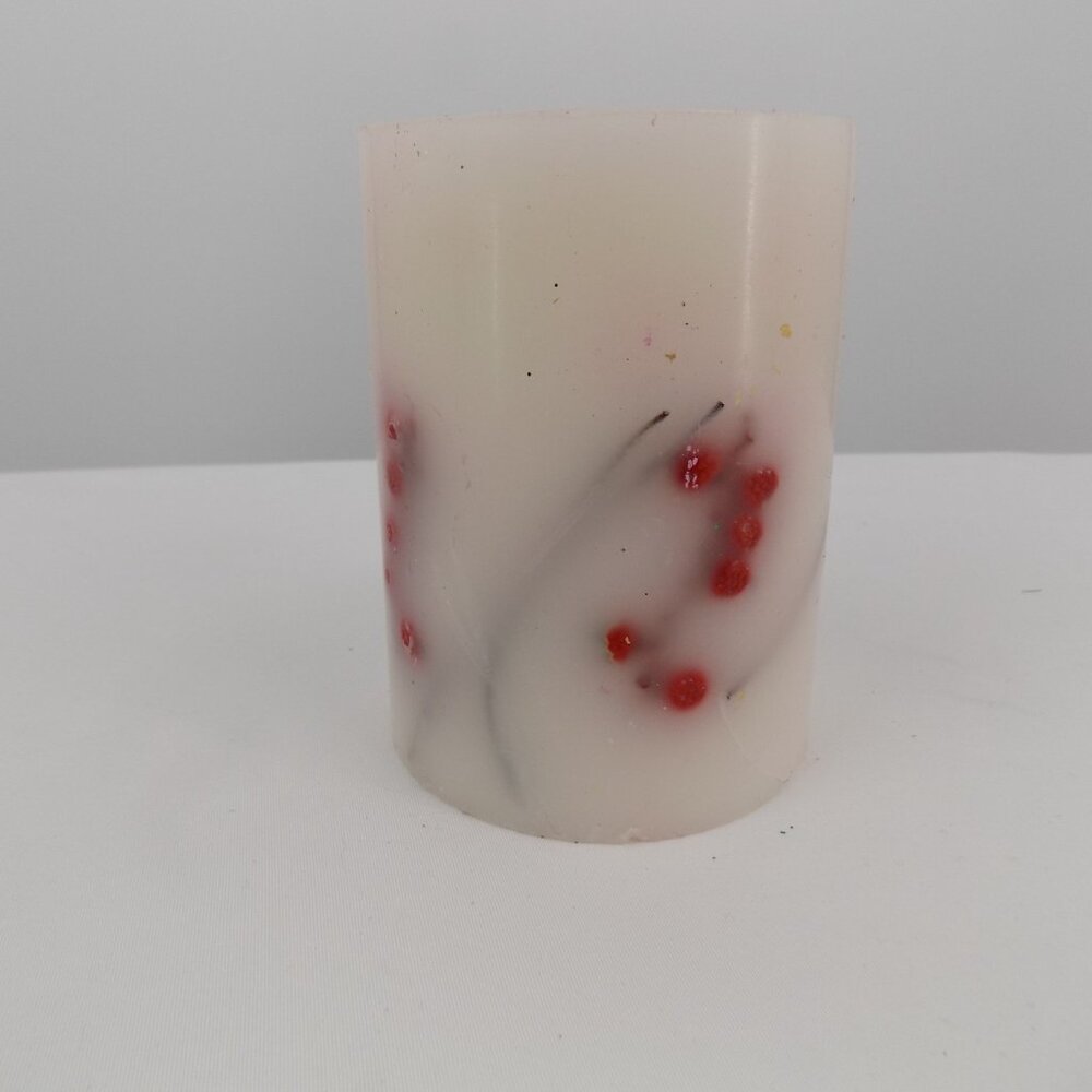 Red Berry Embedded Flameless LED Candle Unbranded From Michaels 4" Tall Holiday